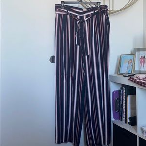 Wide leg stripe pants
